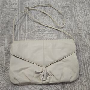 Cadaz Vintage Leather Cream Beige Shoulder Bag Purse 80s 90s Boho Western